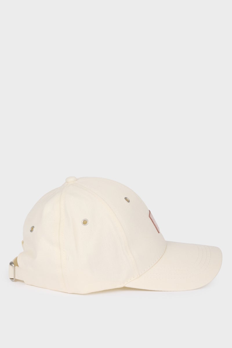 DeFacto White Woman Man Cotton Label Print Cap Casual - Image 3